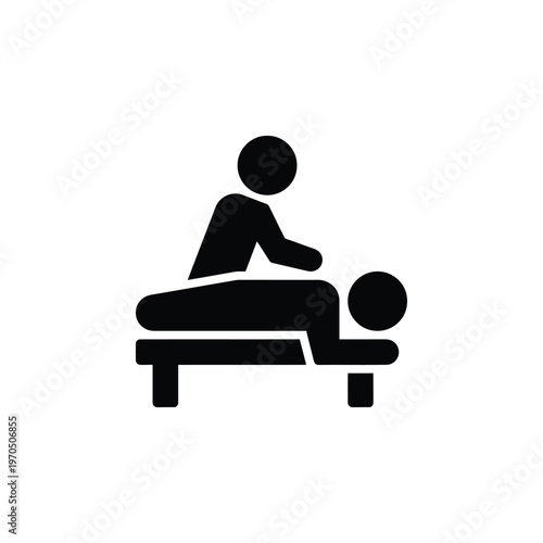 Simple black silhouette icon depicting a person receiving a massage treatment