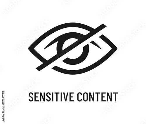 Sensitive content, restricted material icon or symbol. Censored web material sign, hidden password or media icon. Sensitive content or data video pictogram