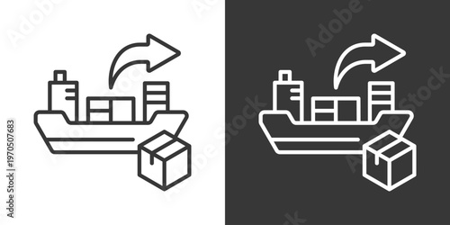 Export Cargo Icon Set Vector Collection Isolated In Black And White
