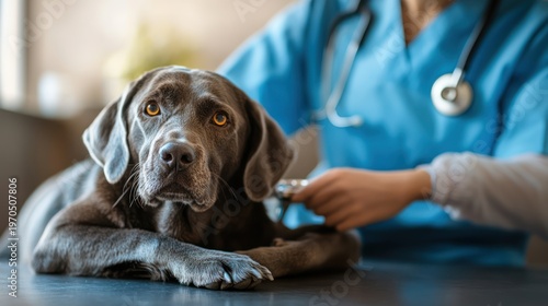 Gentle Veterinary Care: Labrador Retriever During a Medical Examination