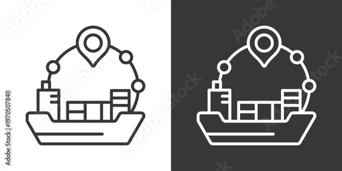 Shipping Route Icon Set Vector Collection Isolated In Black And White
