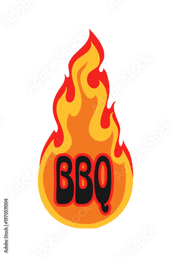 Barbeque meat, grill menu Y2K retro sticker or tag. Steak BBQ 70s Y2K vector tag, meat farm shop beefsteak gourmet meal retro label. Meat barbeque vintage patch with hot fire flames and typography