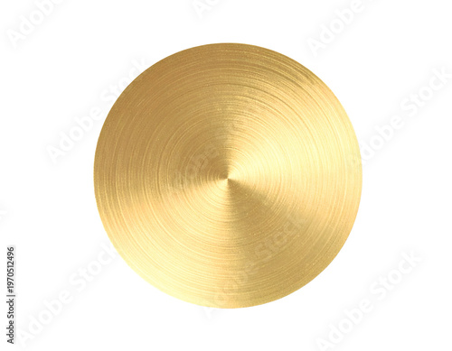 Circular metallic object with brushed radial texture