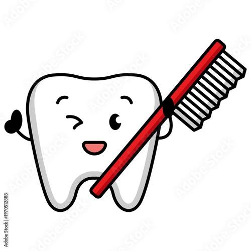 Illustration of clipart design of cute tooth mascot character.