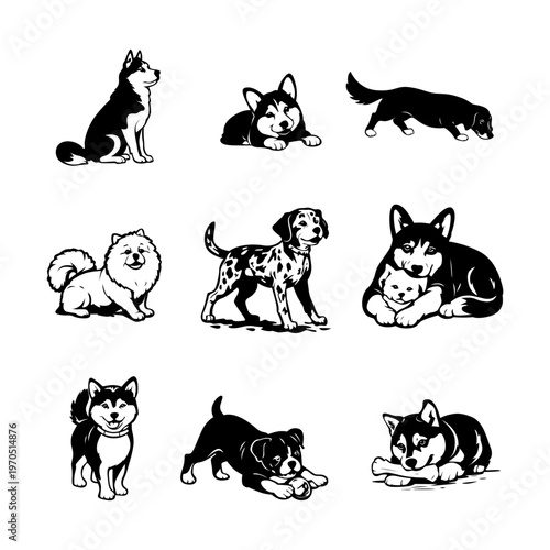 Dog Silhouette Collection Cute Puppy and Pet Vector Set