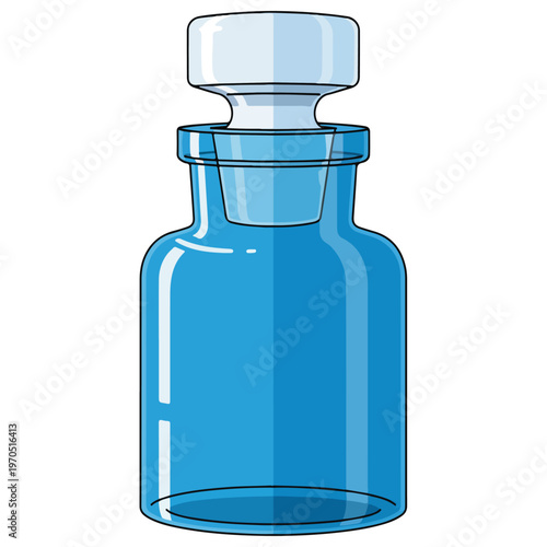 Blue Glass Apothecary Jar Flat Vector Illustration