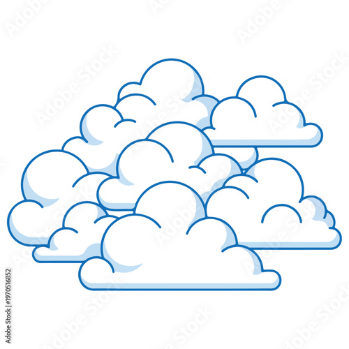 Cartoon Cumulus Cloud Cluster Vector Graphic Illustration