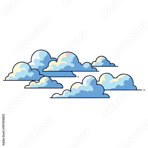 Cartoon Cumulus Cloud Flat Vector Illustration