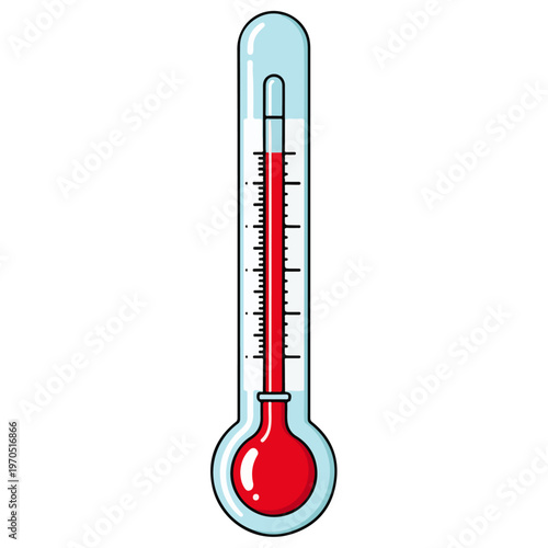 Cartoon Glass Thermometer Temperature Measurement Vector Illustration