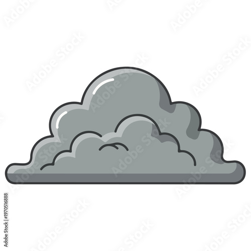 Cartoon Gray Cumulus Cloud Flat Vector Icon Illustration