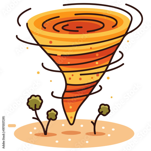 Cute Cartoon Desert Dust Devil Tornado Vector Illustration