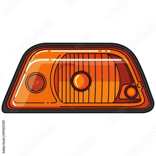 amber car turn signal headlight flat vector design template