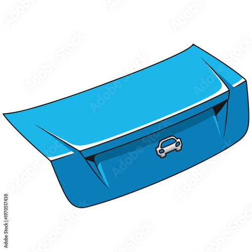 Blue Car Trunk Lid Cartoon Vector Design Template