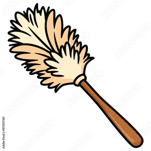 feather duster cartoon cleaning tool vector illustration