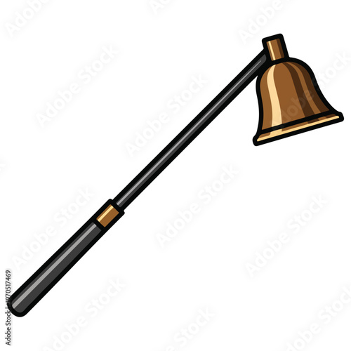 flat cartoon brass candle snuffer vector illustration