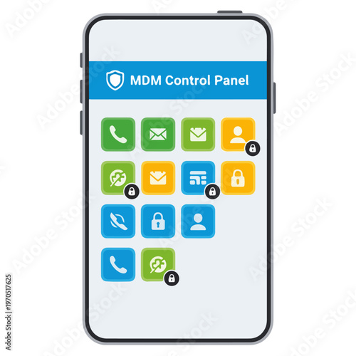 Flat Design Mobile Device Management Control Panel App Icon Vector Template