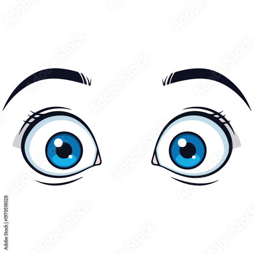 cartoon blue eyes flat vector illustration design