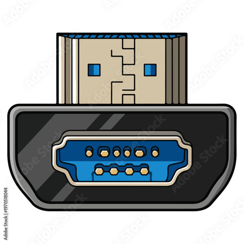 hdmi port connector cartoon vector graphic design template