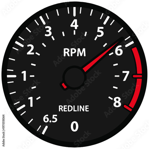 Car Tachometer RPM Gauge Minimalist Flat Design Vector Illustration