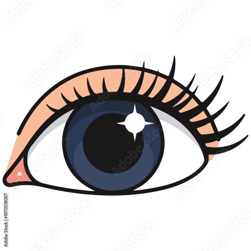 Cartoon Female Eye Flat Design Vector Illustration