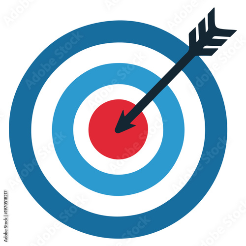 Minimalist Bullseye Target Arrow Flat Vector Icon