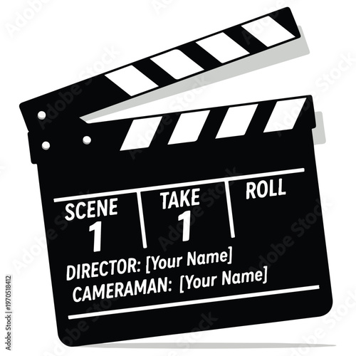 Movie Clapperboard Flat Vector Illustration Template