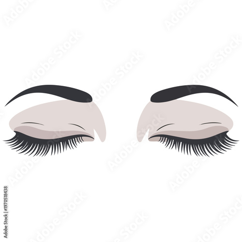 closed eyelash and eyebrow beauty flat vector template