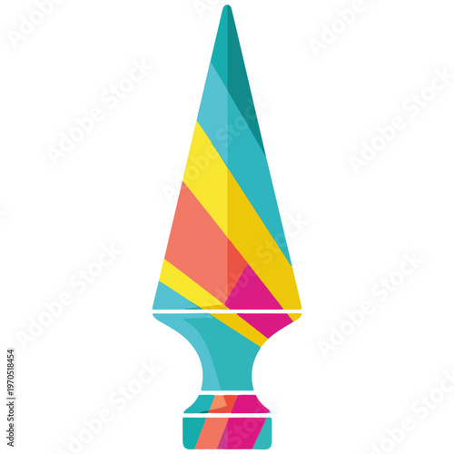 Colorful Geometric Abstract Cone Finial Flat Vector Illustration