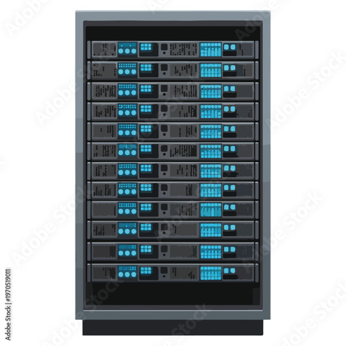 server rack data center hardware flat vector illustration