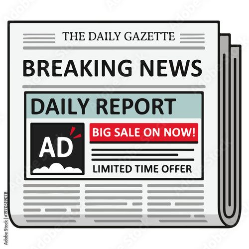 Flat Design Newspaper Breaking News Advertisement Template