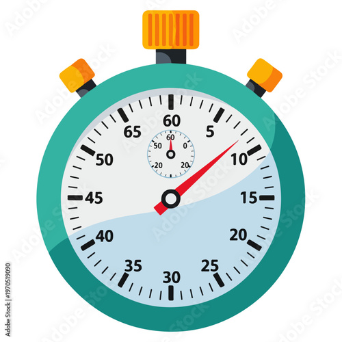 Flat Design Teal Stopwatch Vector Illustration Template