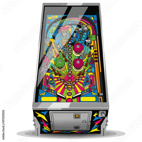vibrant retro pinball arcade machine vector graphic design