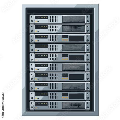 modern enterprise server rack flat vector illustration template