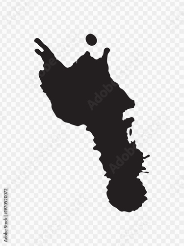 Vector black ink brush blots, grunge design element, mud banner, watercolor design, dirty texture. Isolated brush strokes on transparent background