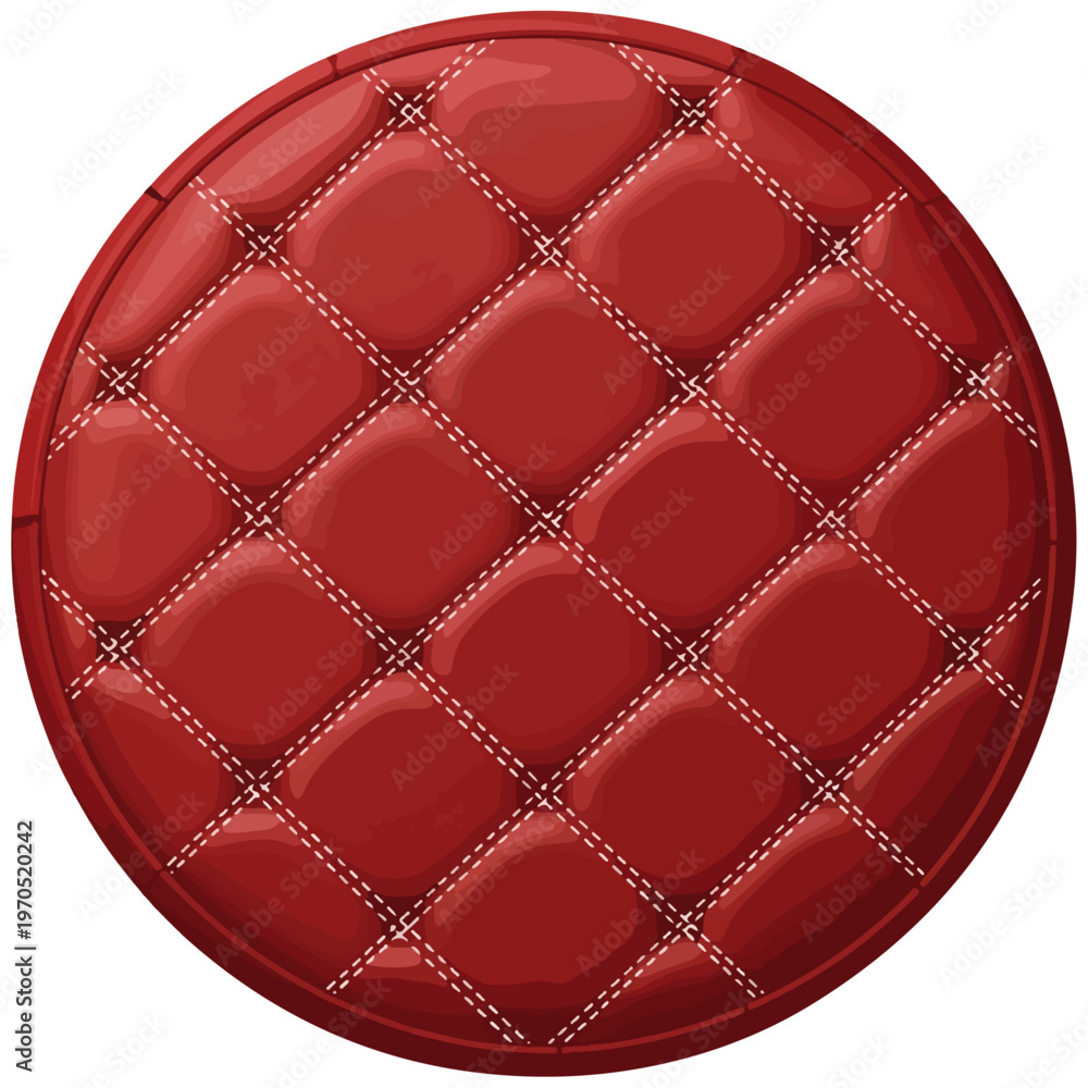 Fototapeta premium Red Tufted Leather Round Upholstery Vector Texture