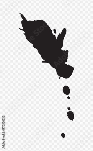 Vector black ink brush blots, grunge design element, mud banner, watercolor design, dirty texture. Isolated brush strokes on transparent background