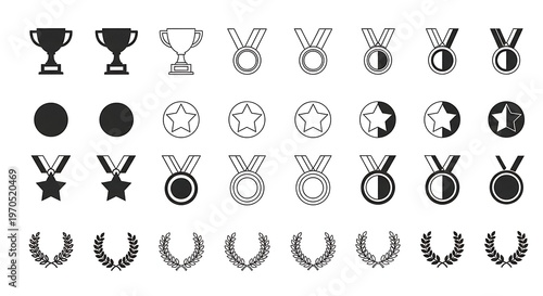 Collection of various award icons and symbols.