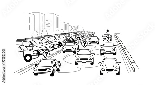 Cars Traffic Congestion Roadway Vehicles.