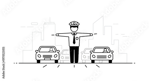 Man stopping traffic with arms outstretched.
