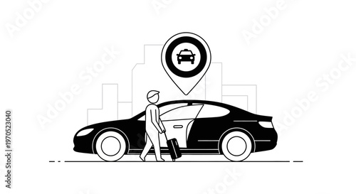 Man walking to a car.