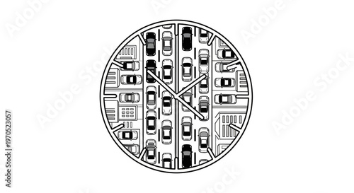 City map on a circular surface.