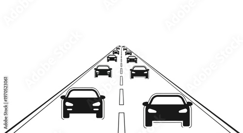 Cars on a road driving forward.