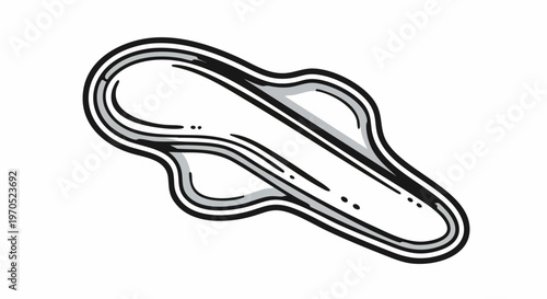 Hand drawn illustration of a sanitary pad with wings for feminine hygiene.