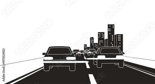 Cars driving on city road.