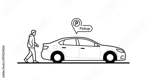 Man walking next to a car.