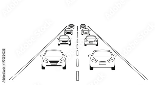 Cars on a Road Facing Each Other.