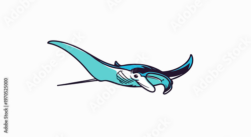 Oceanic Manta Ray graceful underwater flight.