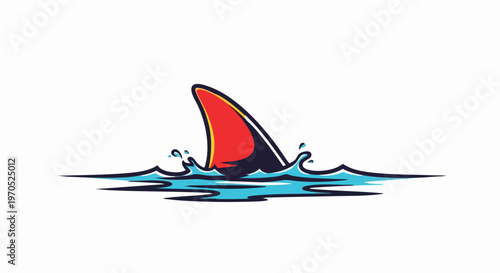Shark Fin Emerging from Ocean Waves, a Symbol of Marine Life.