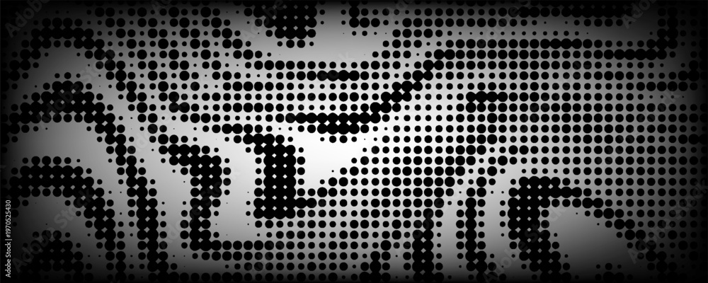 Fototapeta premium Background with irregular, chaotic dots, points, circle. Abstract monochrome pattern. Black and white color.