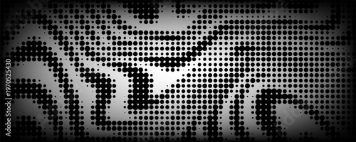 Background with irregular, chaotic dots, points, circle. Abstract monochrome pattern. Black and white color.